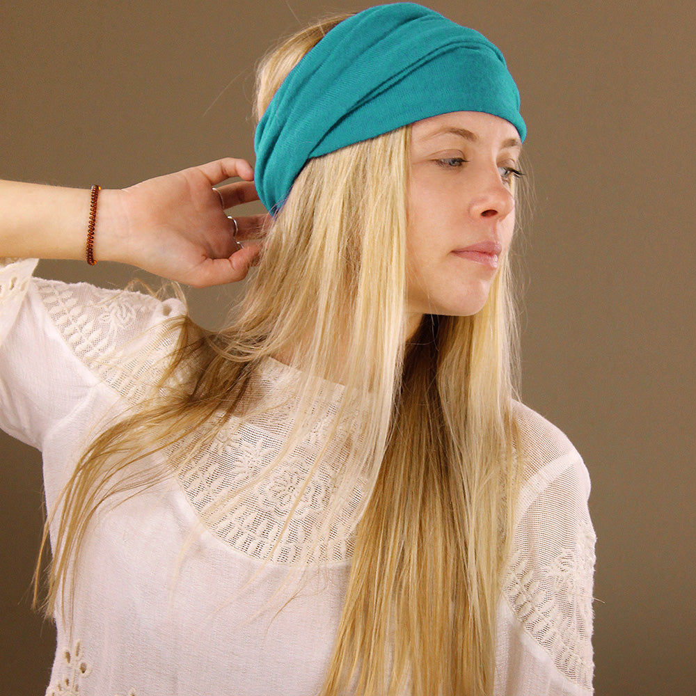 Cotton Stretch Tube Headband - Sky Blue