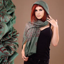 Load image into Gallery viewer, Indian Cotton Hindu Krishna Scarf Seaweed Green
