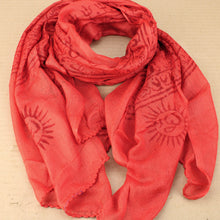 Load image into Gallery viewer, Tangerine Indian Rayon Krishna Scarf with OM Symbol

