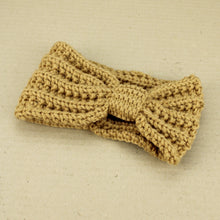 Load image into Gallery viewer, Thick Knitted Bow Look Headband - Tan
