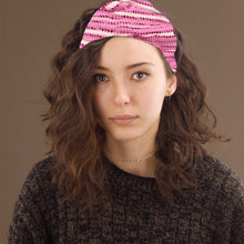 Load image into Gallery viewer, Boho Stretchy Tube Headband - Pink and White Holes
