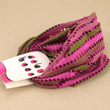 Load image into Gallery viewer, Boho Grunge Stretchy Tube Headband with Hole Pattern - Pink Green
