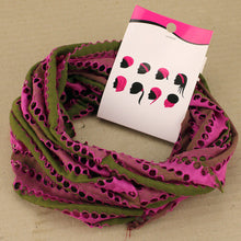 Load image into Gallery viewer, Boho Grunge Stretchy Tube Headband with Hole Pattern - Pink Green
