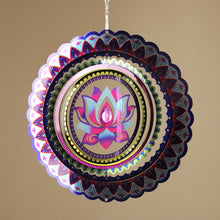 Load image into Gallery viewer, Large Lotus &amp; Mandala Metal Wind Spinner
