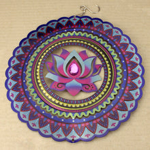Load image into Gallery viewer, Large Lotus &amp; Mandala Metal Wind Spinner
