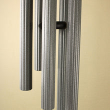 Load image into Gallery viewer, Large Silver/ Grey Metal ribbed Wind Chime with Black Accents
