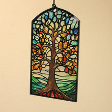 Load image into Gallery viewer, Tree of Life Tuned with Stained Glass Effect Wind Chime
