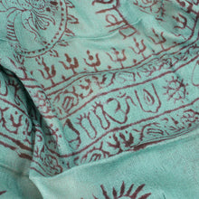 Load image into Gallery viewer, Teal Blue Indian Rayon Krishna Scarf with OM Symbol
