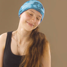 Load image into Gallery viewer, Light Blue Tie Dyed Headband Durag

