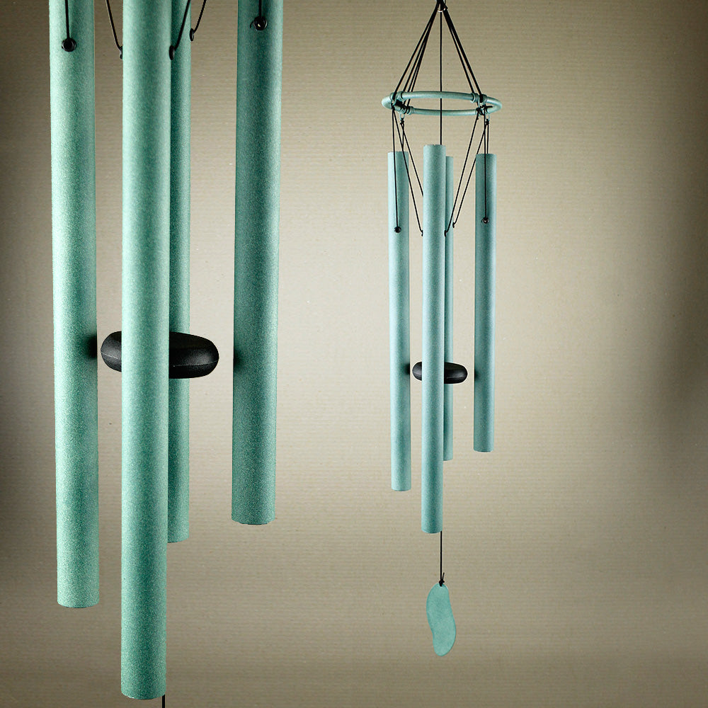 Green Textured Hand Tuned Metal Wind Chime