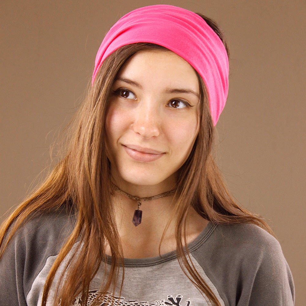 Thin Seamless Cotton Tube Headband - Pink