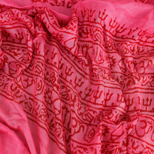 Load image into Gallery viewer, Large Hot Pink Indian Rayon Krishna Scarf with Hindu Symbols

