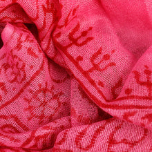 Load image into Gallery viewer, Large Hot Pink Indian Rayon Krishna Scarf with Hindu Symbols
