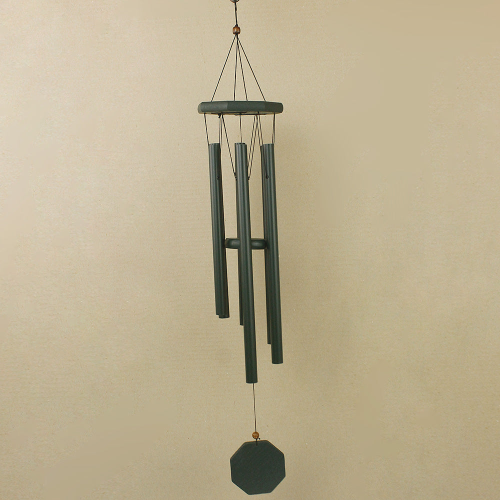 Green Octagonal Wind Chime - Metal and Wood