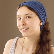 Load image into Gallery viewer, Cotton Stretch Tube Headband - Blue
