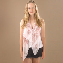 Load image into Gallery viewer, White Indian Rayon Krishna Scarf  with OM Symbol
