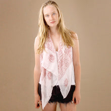 Load image into Gallery viewer, White Indian Rayon Krishna Scarf  with OM Symbol
