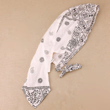 Load image into Gallery viewer, Tie-Up Bandana Cap - Black &amp; White Paisley
