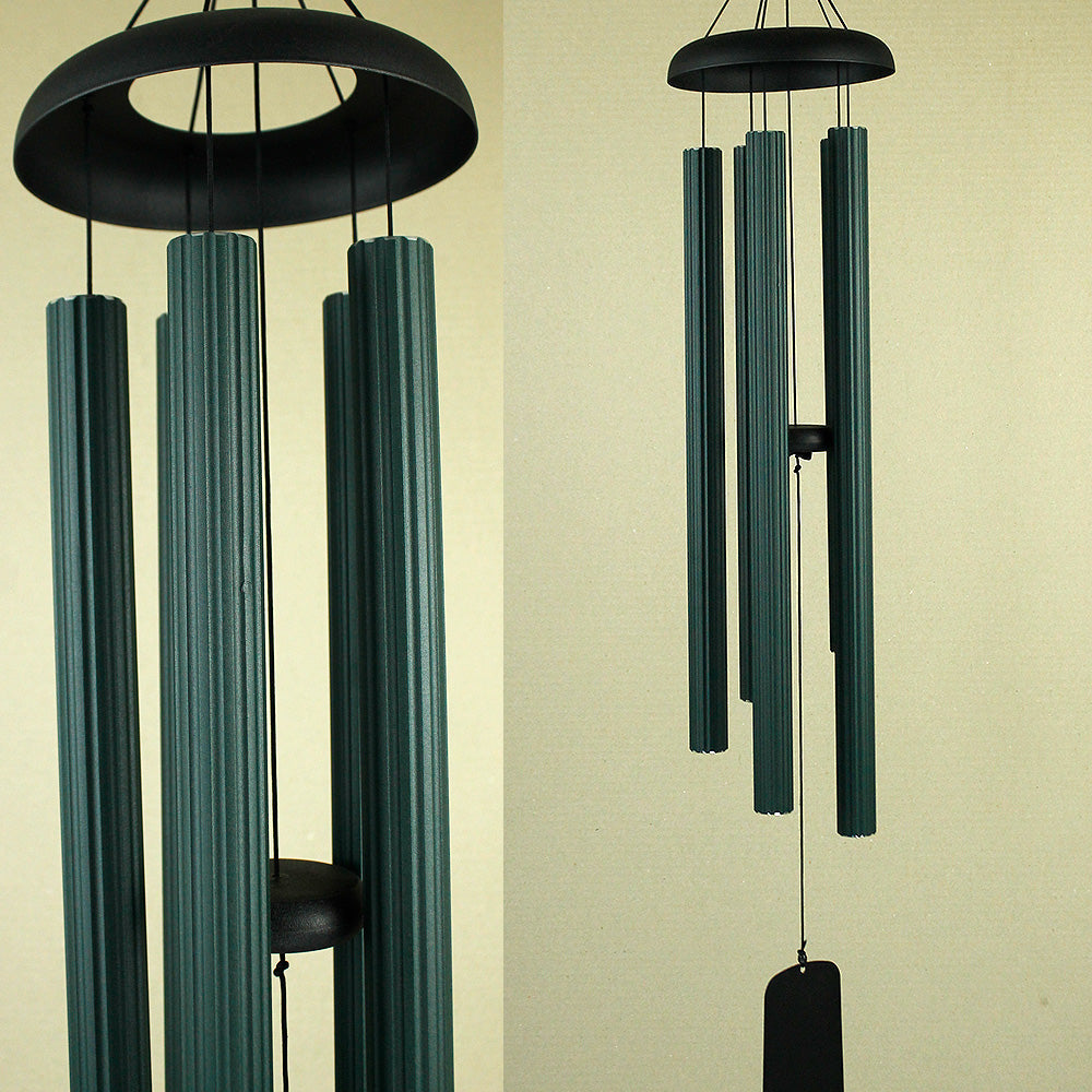 Large Hand Tuned Green Ribbed Metal Wind Chime