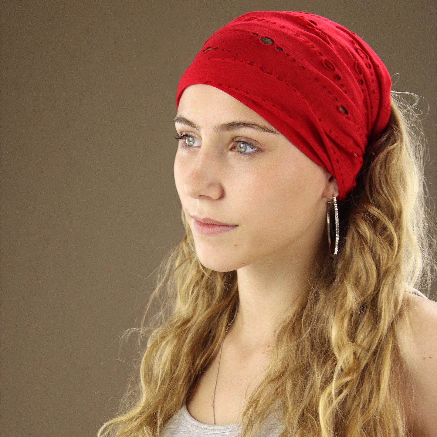 Extra-Wide Cotton Tube Durag Headband - Red