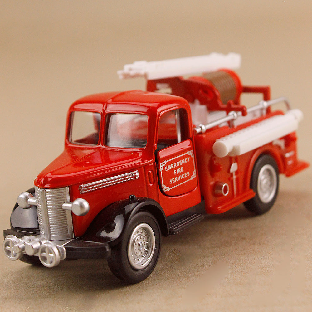 Classic Emergency Fire Engine Model Truck Silver Trim