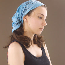 Load image into Gallery viewer, Wide Tube Bandana Headband - Sky Blue Paisley
