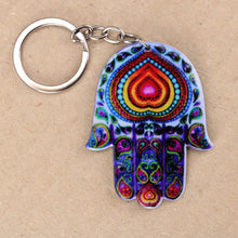 Load image into Gallery viewer, Hamsa Hand and Heart Keyring
