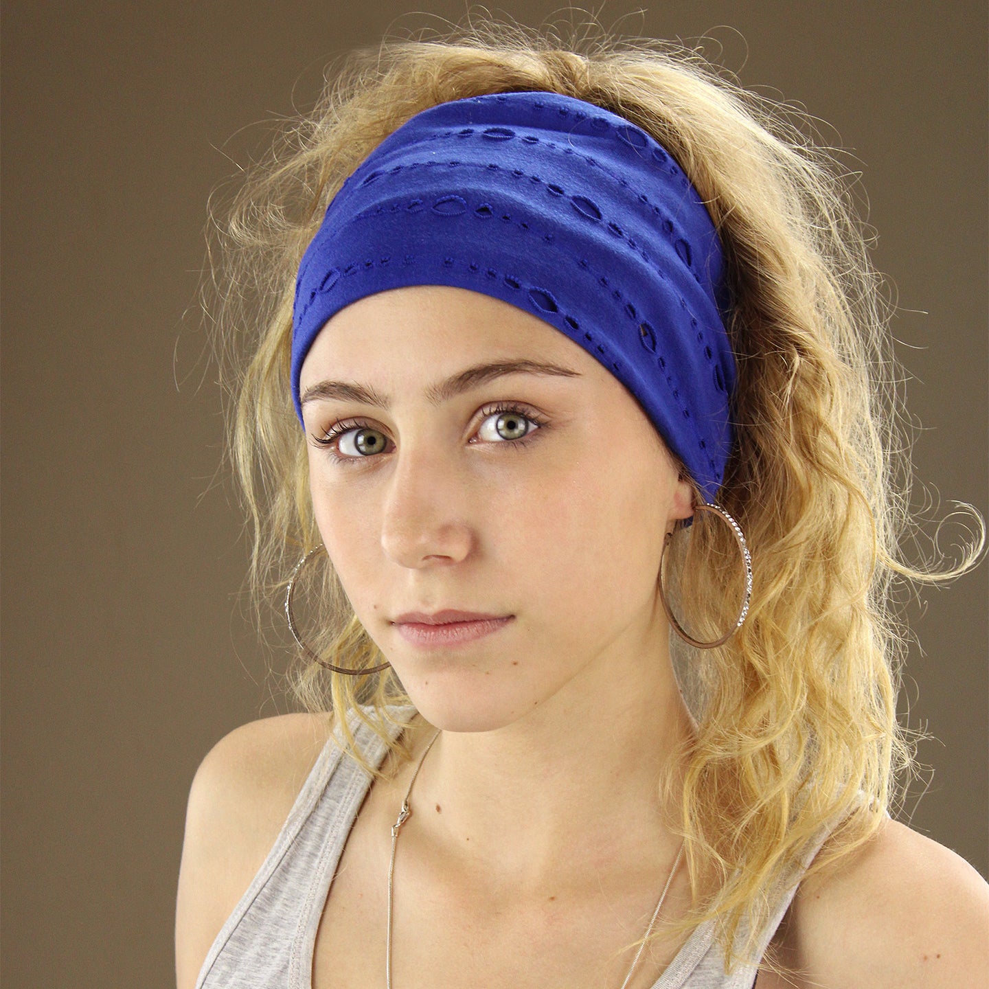 Extra-Wide Cotton Tube Durag Headband - Blue
