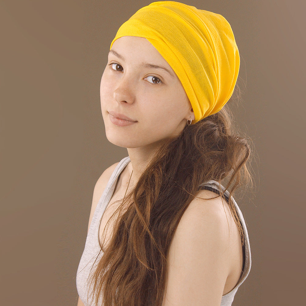 Cotton Stretch Tube Headband - Yellow