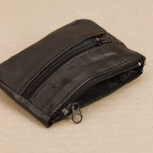 Load image into Gallery viewer, Soft Black Coin Purse - 3 Sections + Keyring
