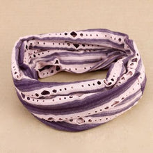 Load image into Gallery viewer, Holey Wide Stretch Headband - Purple + Light Pink
