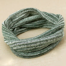 Load image into Gallery viewer, 100% Cotton Tube Stripe Headband - Green Black White
