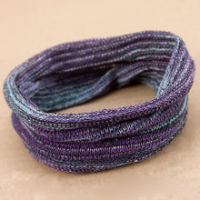 Load image into Gallery viewer, Wide Nepalese Headband -Blue, Purple &amp; White
