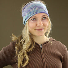 Load image into Gallery viewer, Wide Nepalese Headband - light Blue, Purple &amp; White
