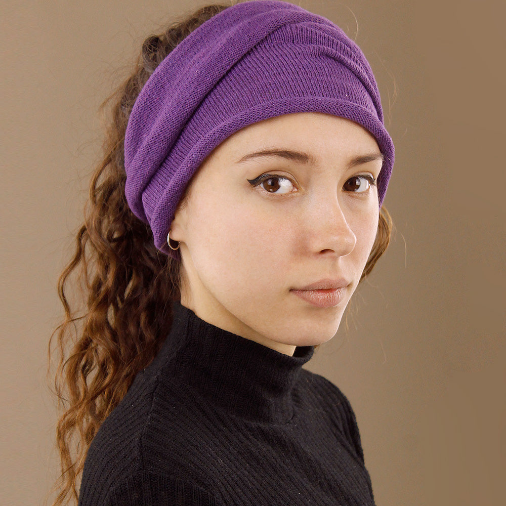 Double-Wrap Nepalese 100% Cotton Headband Purple