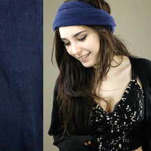 Load image into Gallery viewer, Double-Wrap Nepalese 100% Cotton Headband Navy Blue
