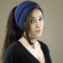 Load image into Gallery viewer, Double-Wrap Nepalese 100% Cotton Headband Navy Blue
