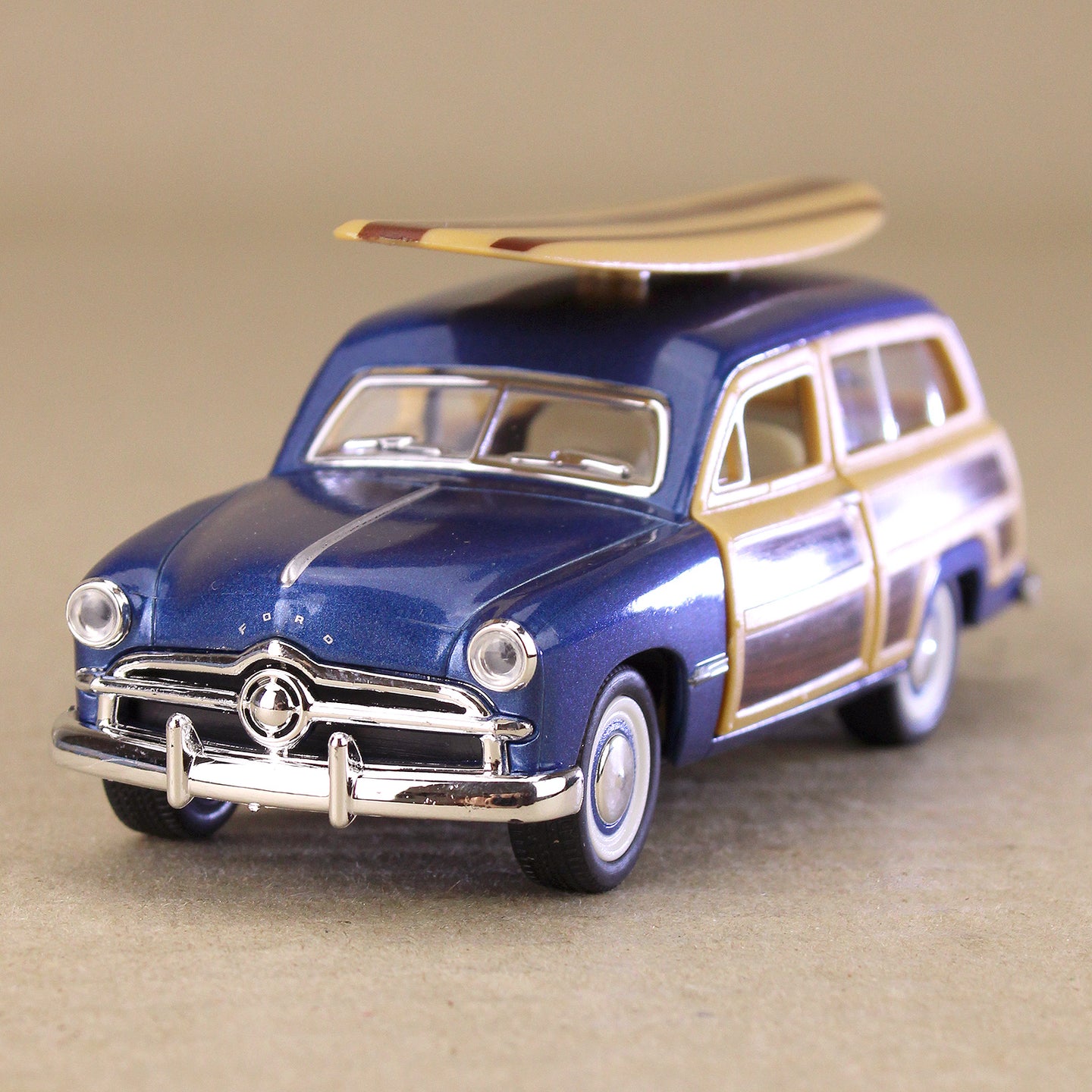 1949 Ford Woody Wagon with Surfboard Metallic Blue