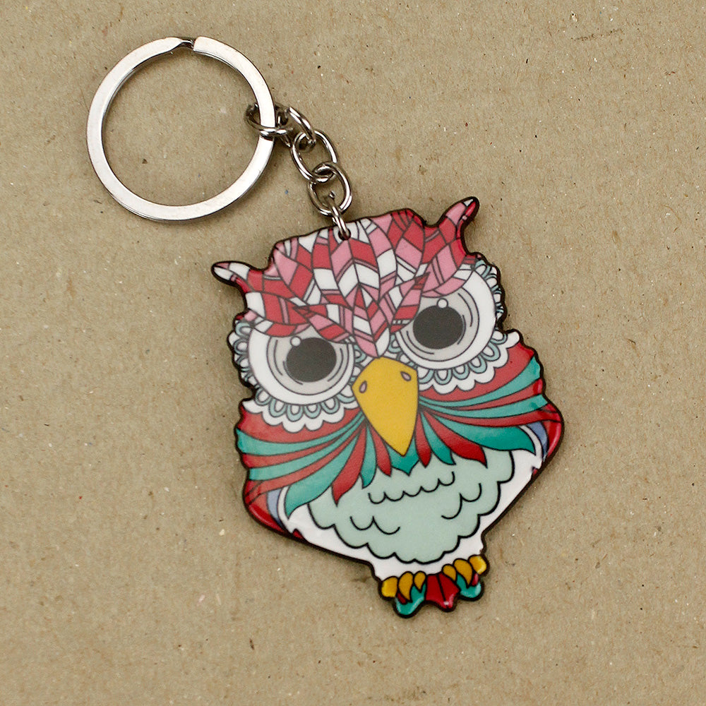 Wise Owl Pink and Blue Keyring