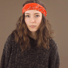Load image into Gallery viewer, Wide Tube Bandana Headband - Orange Paisley
