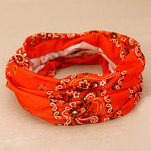 Load image into Gallery viewer, Wide Tube Bandana Headband - Orange Paisley
