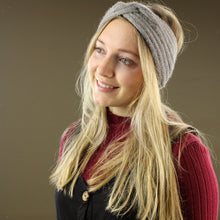 Load image into Gallery viewer, Knitted Wide Headband - Grey and Silver Speckled
