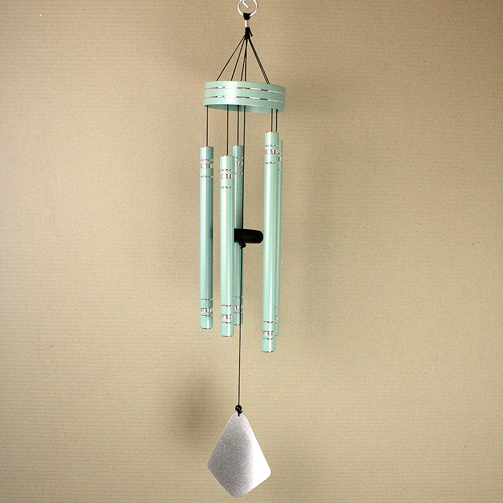 Metal Wind Chime - Light Green with Silver Engravings