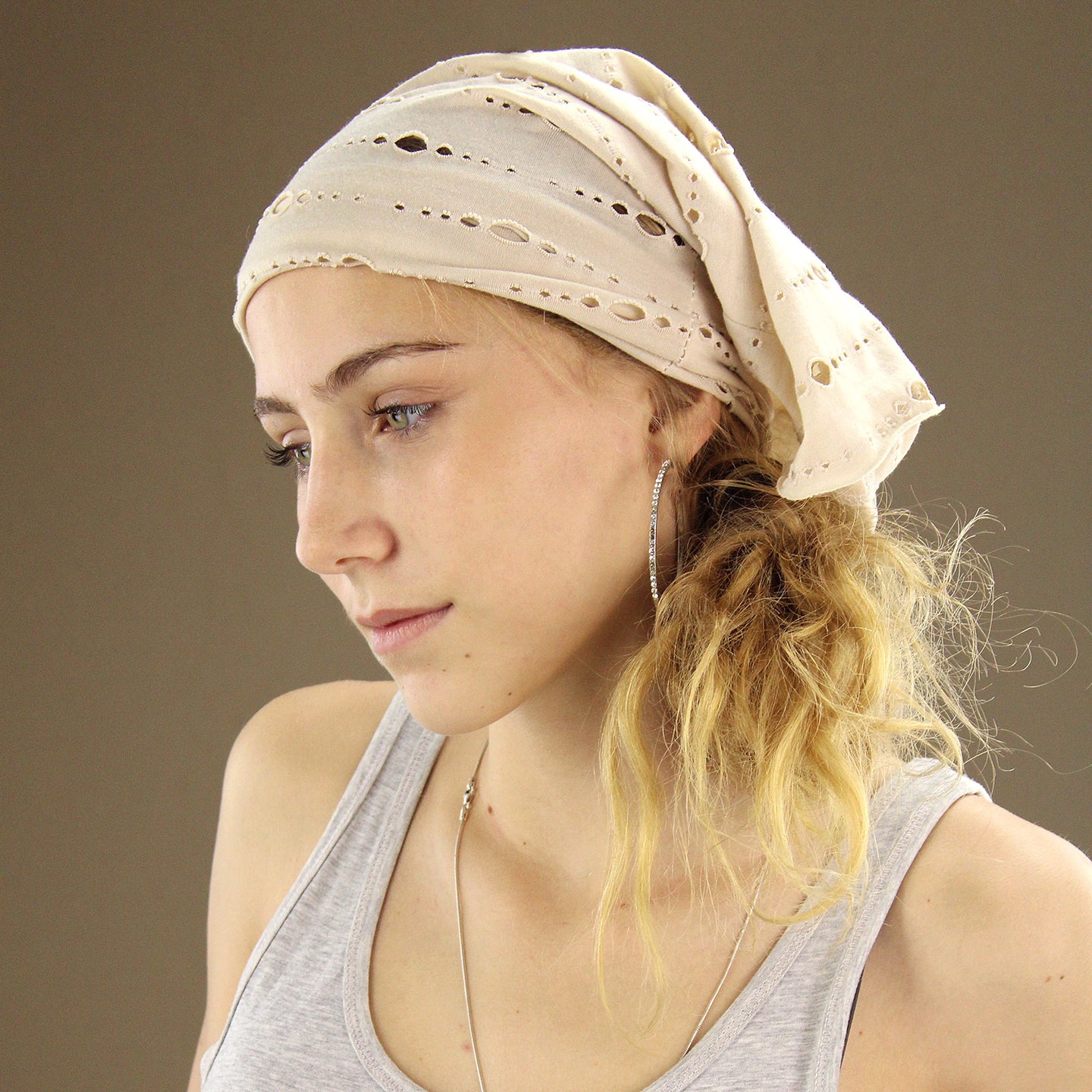 Extra-Wide Cotton Tube Durag Headband - Beige
