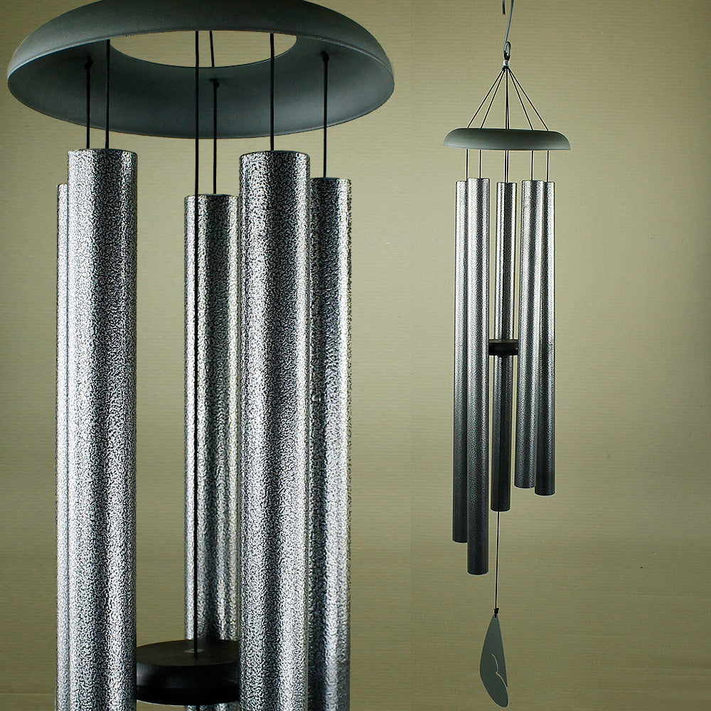 Extra Large Hand Tuned Black Textured Metal Wind Chime