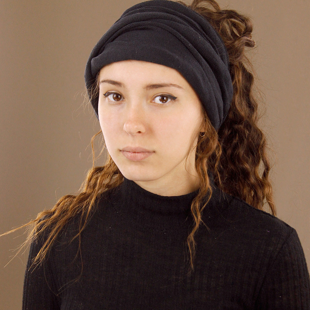 Double-Wrap Nepalese 100% Cotton Headband Black
