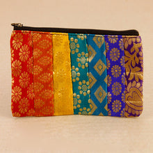 Load image into Gallery viewer, Rainbow Striped Zip Purse - Gold Designs

